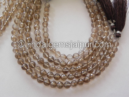 Chocolate Quartz Faceted Round Shape Beads